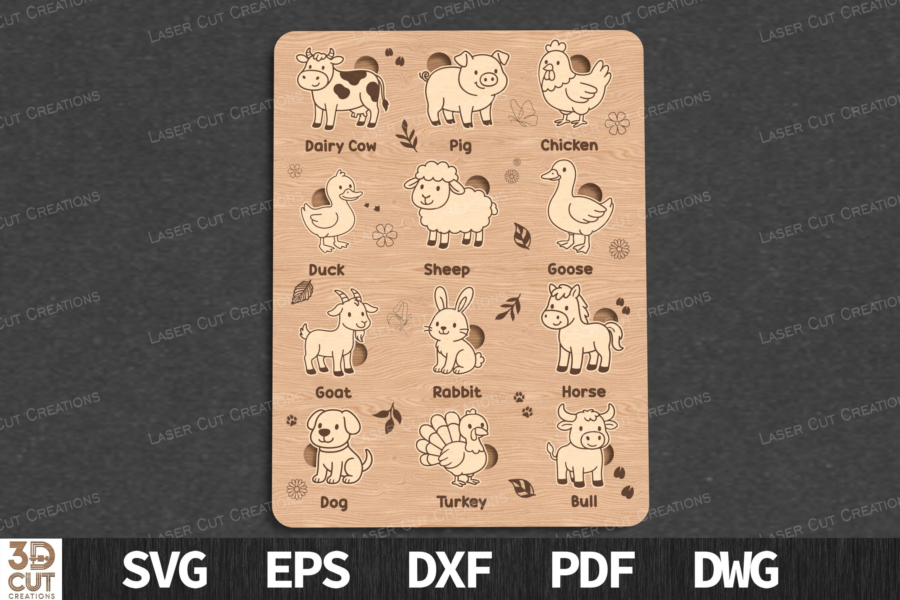 Farm Animals Puzzle for Kids - SVG