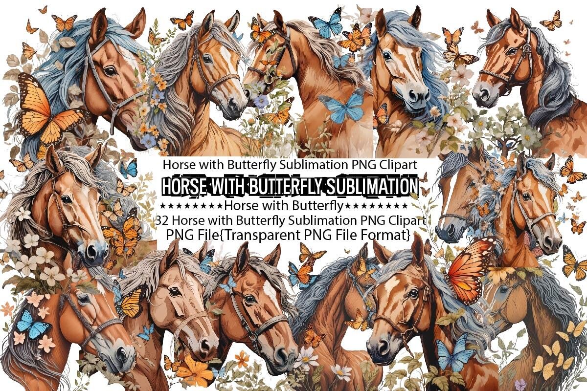 Horse with Butterfly Sublimation Bundle