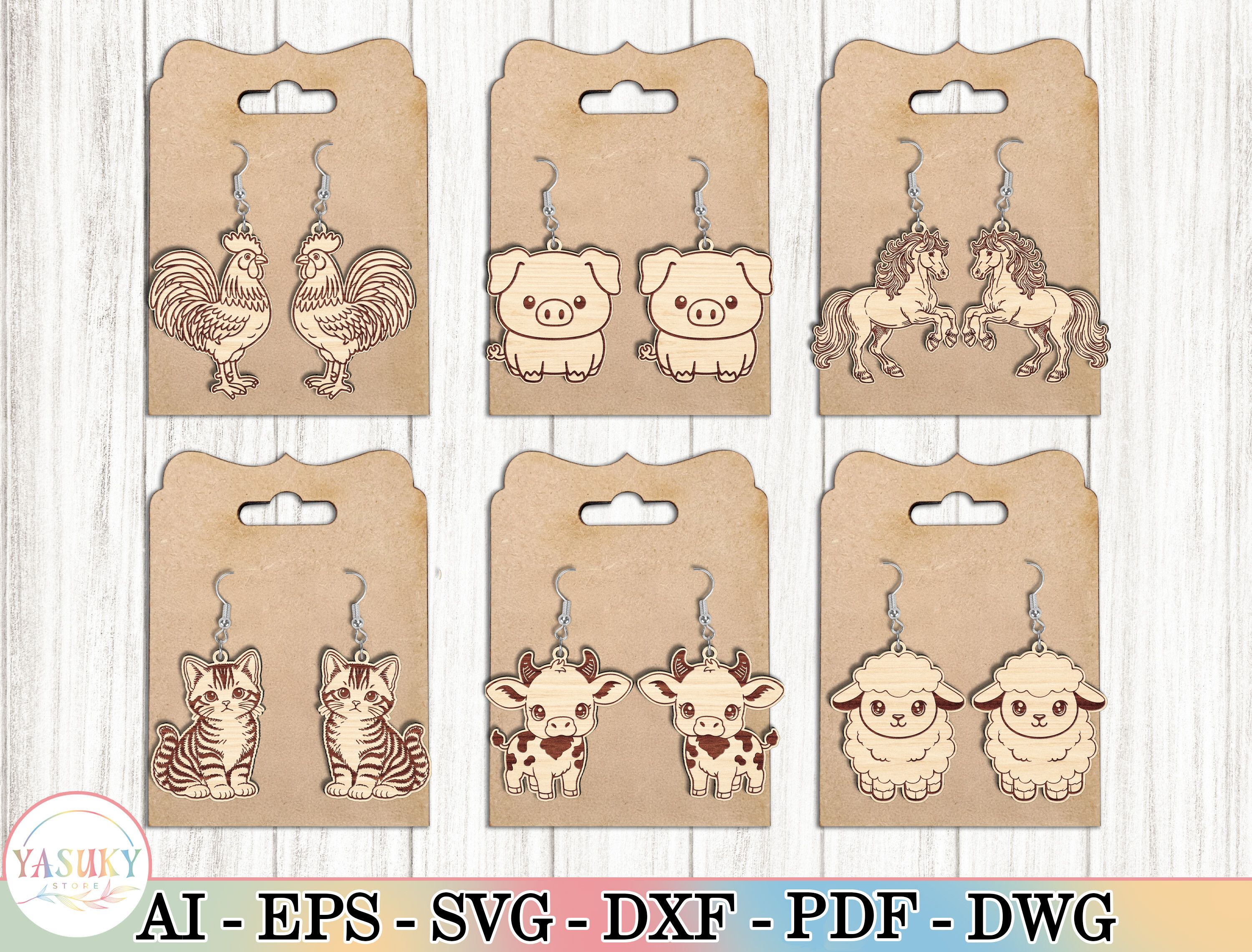 Farm Animal Earrings SVG Bundle