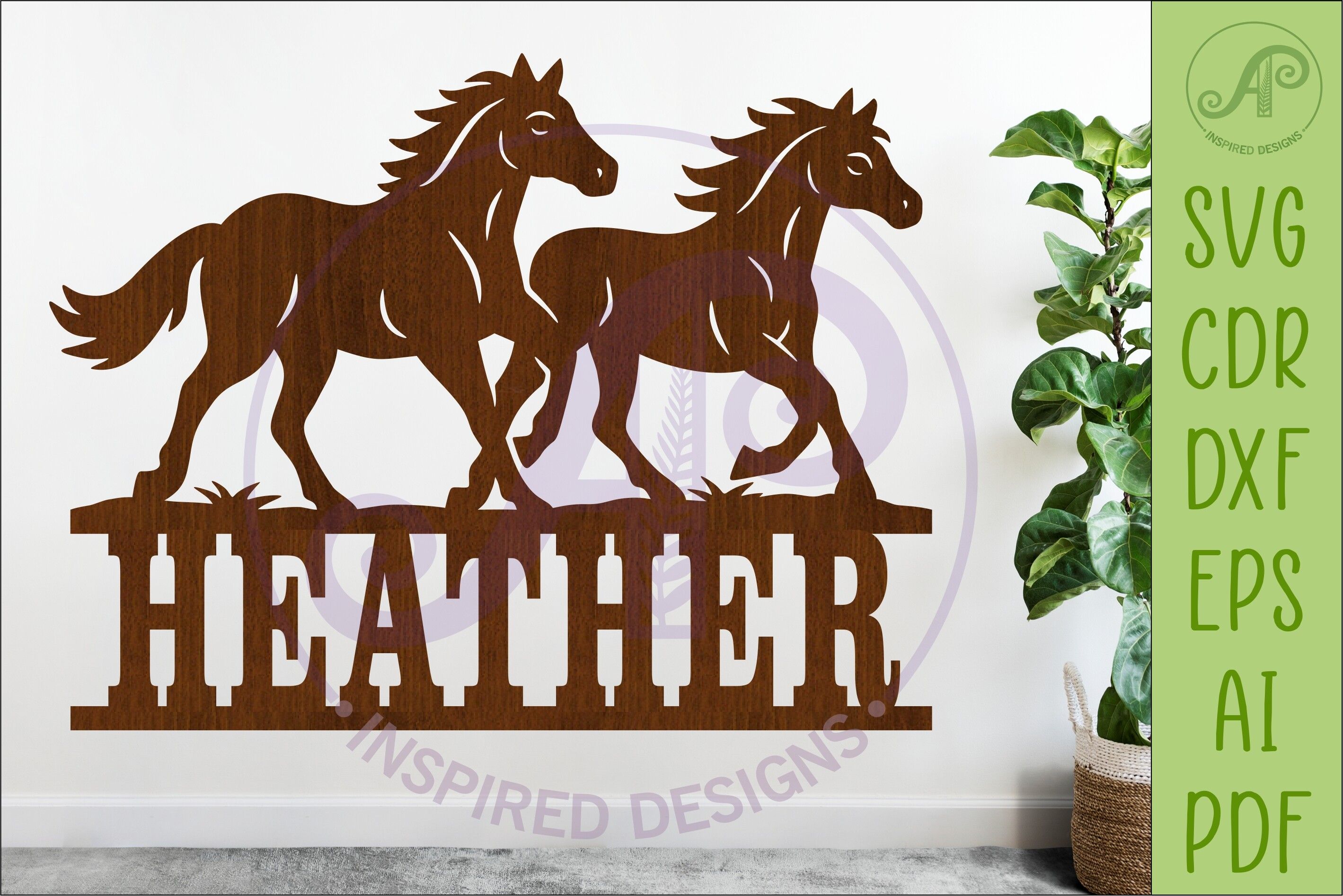Running Horses Name Sign SVG, Horse Art