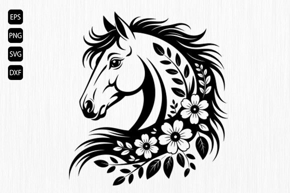 Floral Horse Svg, Horse with Flowers Svg